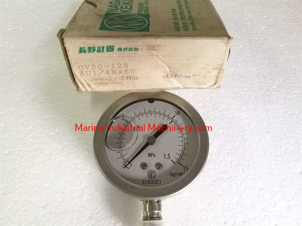 Nagano Keiki GV50-123 Pressure Gauge (0 to 1.5 MPa) (0-15kgf/cm²)