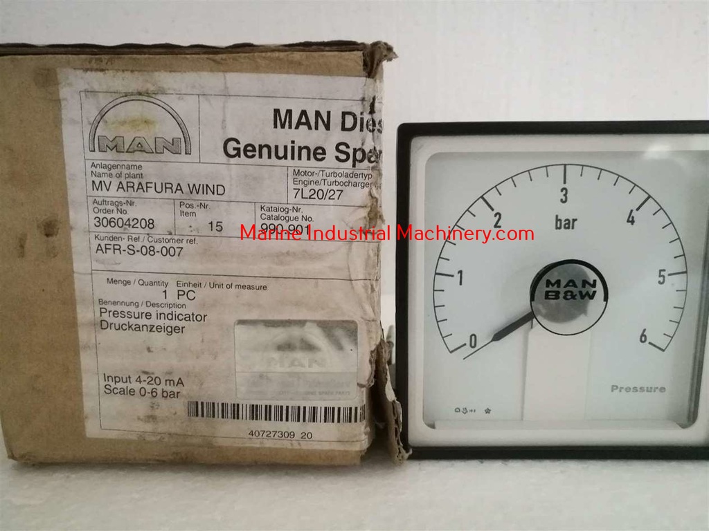 Man B&W Pressure Indicator 0-6 Bar