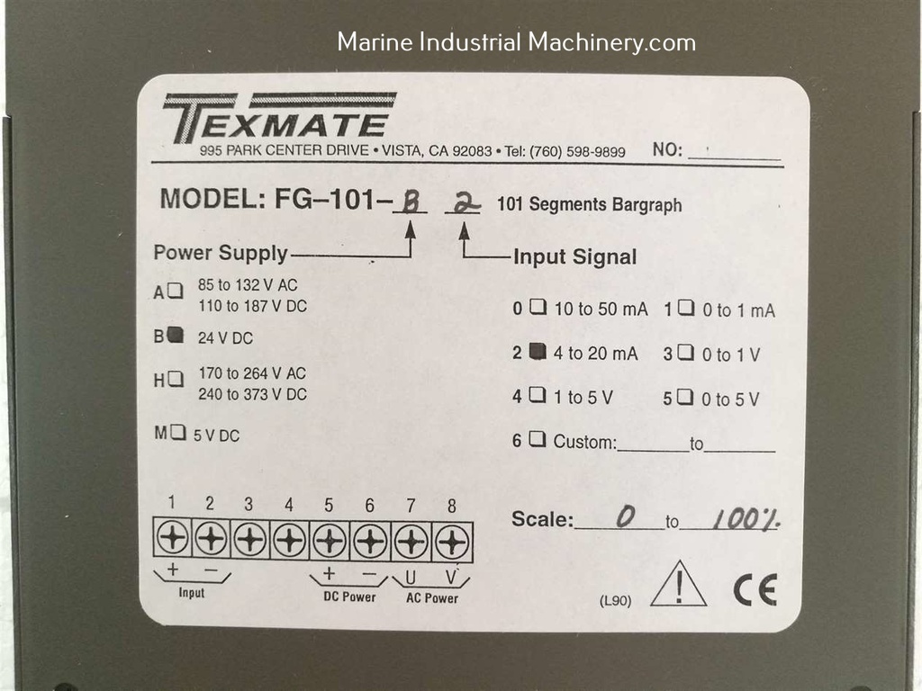Texmate FG-101B-2 Meter SGL Edgewise Bar Graph(scale:0 to 100%)