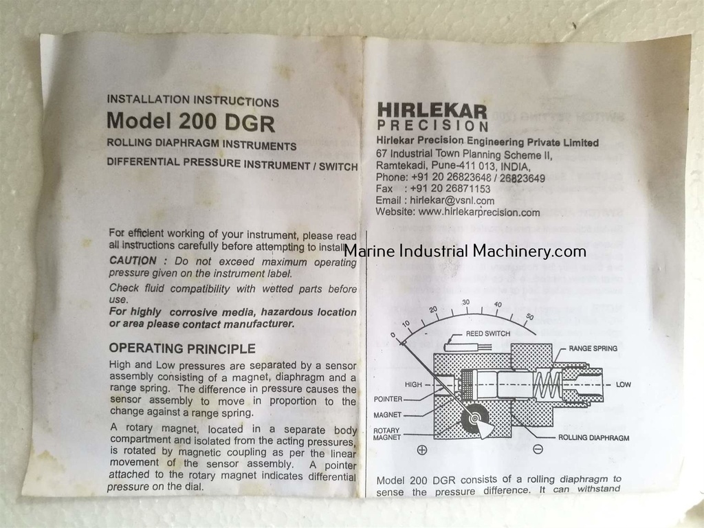 Hirlekar Precision SPST Increase Set Point Anti Clockwise 