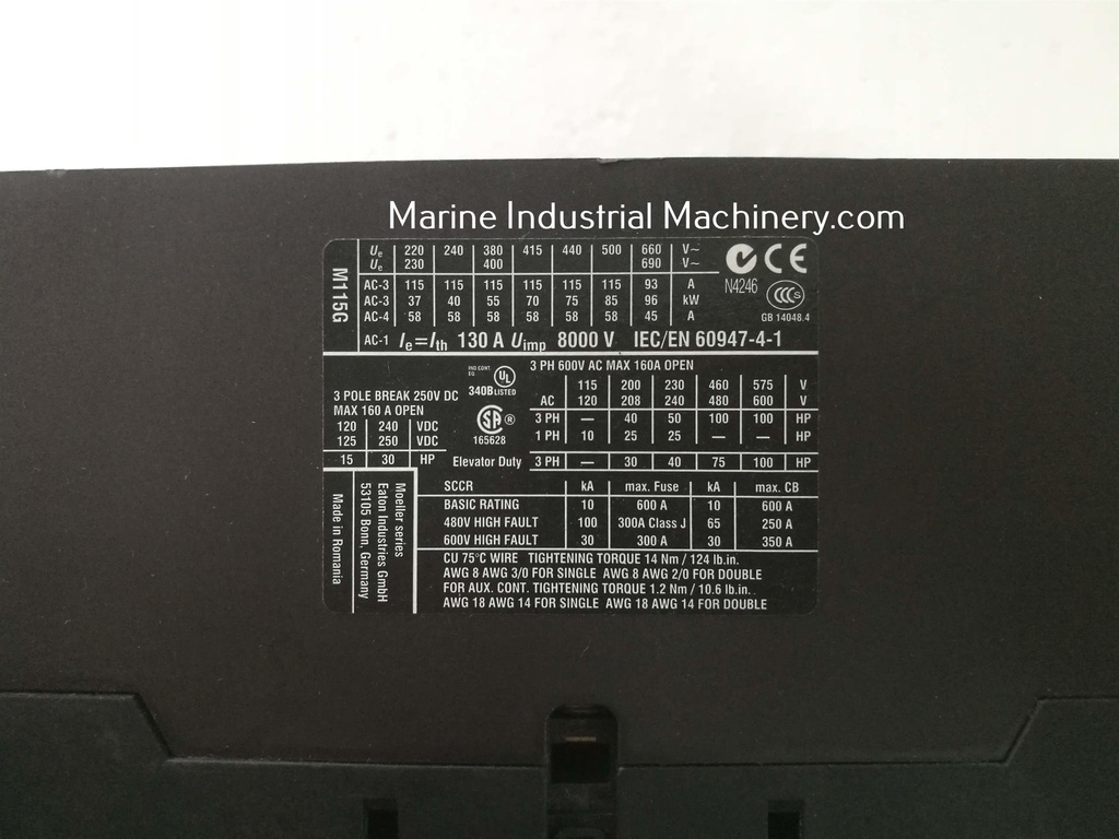Eaton DIL M115 XTCE115G Contactor