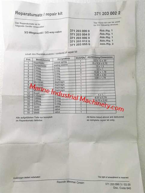 Rexroth 371 203 002 2 Repair Kit