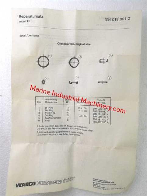 Mannesmann Rexroth 334 019 001 2 Pneumatic Repair Kit
