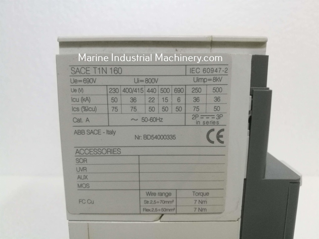 ABB SACE Tmax T1N 160 Circuit Breaker (3P 100A)