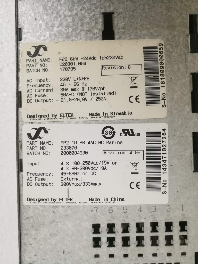 Eltek Flatpack2 FP2 1U PR 4AC HC Power Rack
