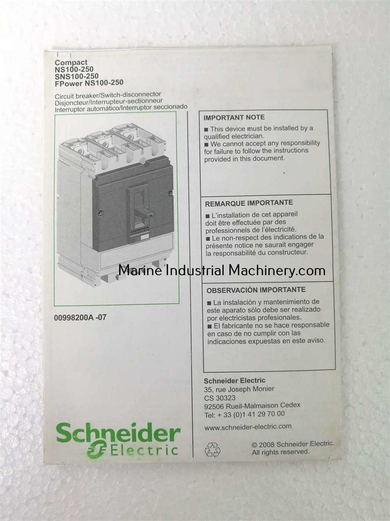 Schneider Electric Merlin Gerin NS100 N Circuit Breaker