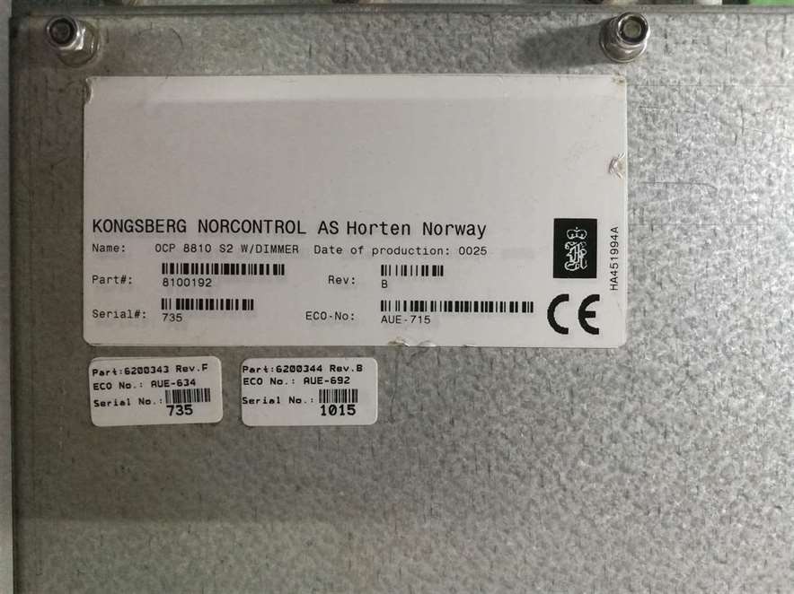 Kongsberg Norcontrol OCP 8810 S2 Operator control Panel
