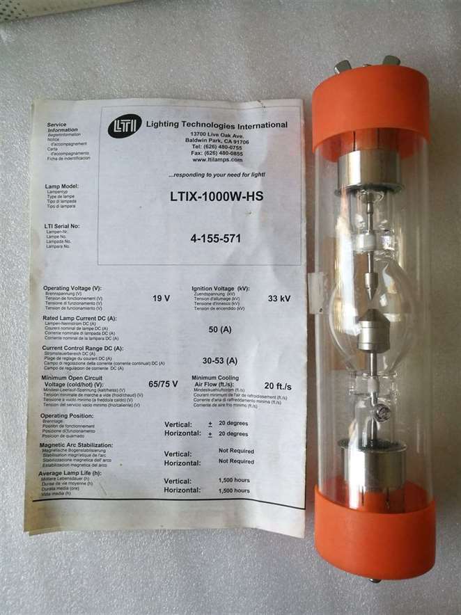 Lighting Technologies LTIX-1000W-HS Xenon Short ARC Lamp