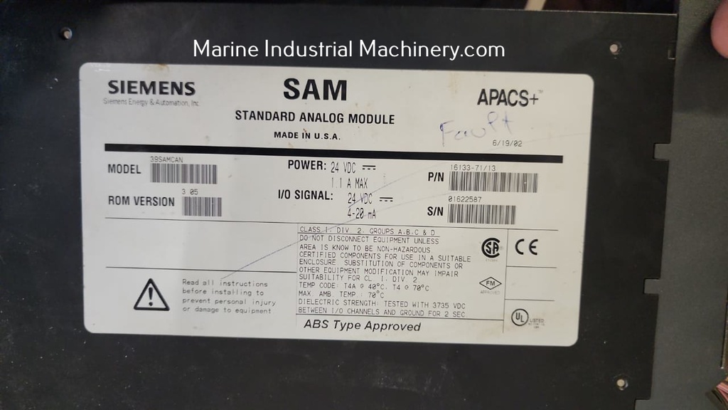 Siemens APACS+ SAM 39SAMCAN Standard Analog Module