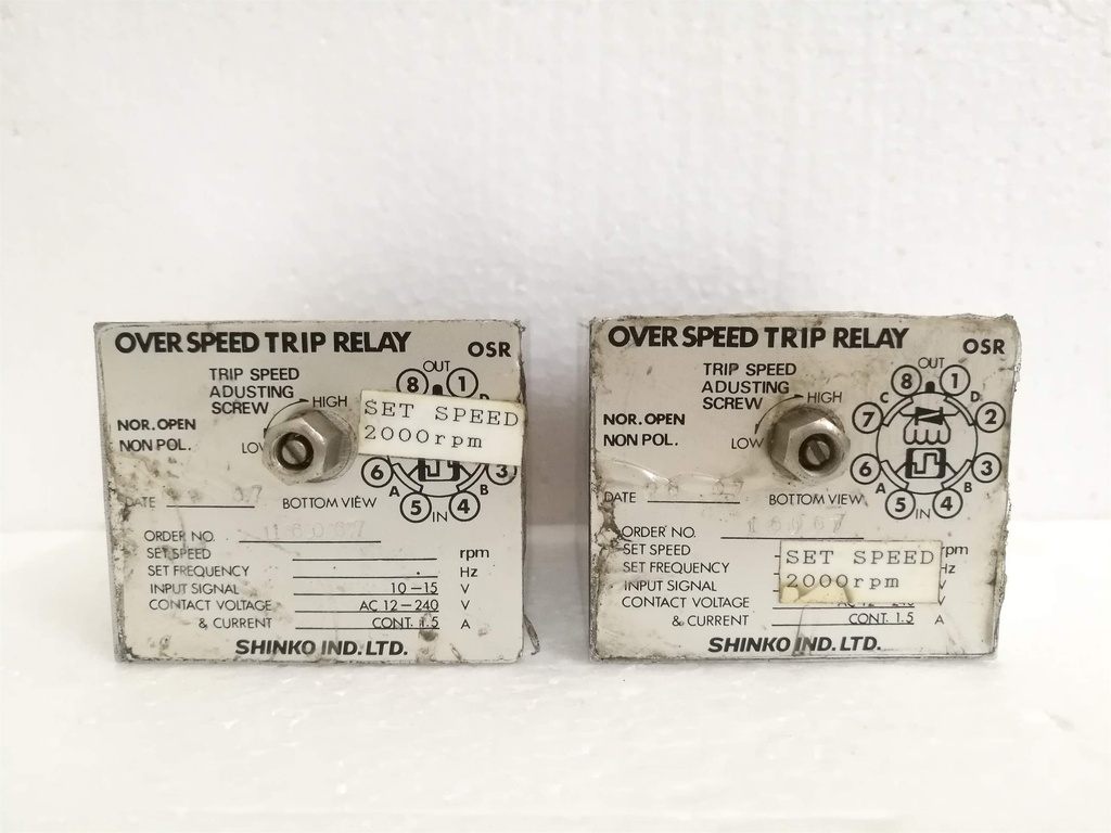 Shinko Over Speed Trip Relay Set Speed 2000rpm