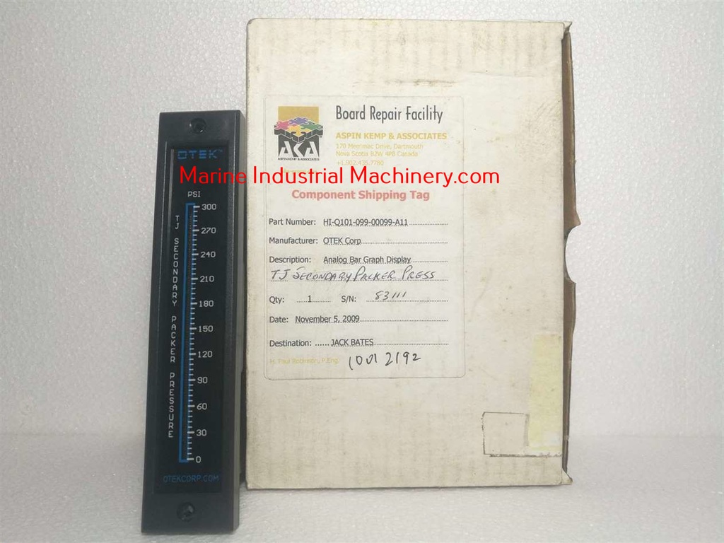 Otek Corporation HI-Q101-099-00099-A11 TJ Secondary Packer Pressure
